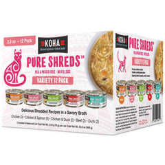 KOHA Pure Shreds variedad de sabores para gatos, experiencia de comida atractiva.