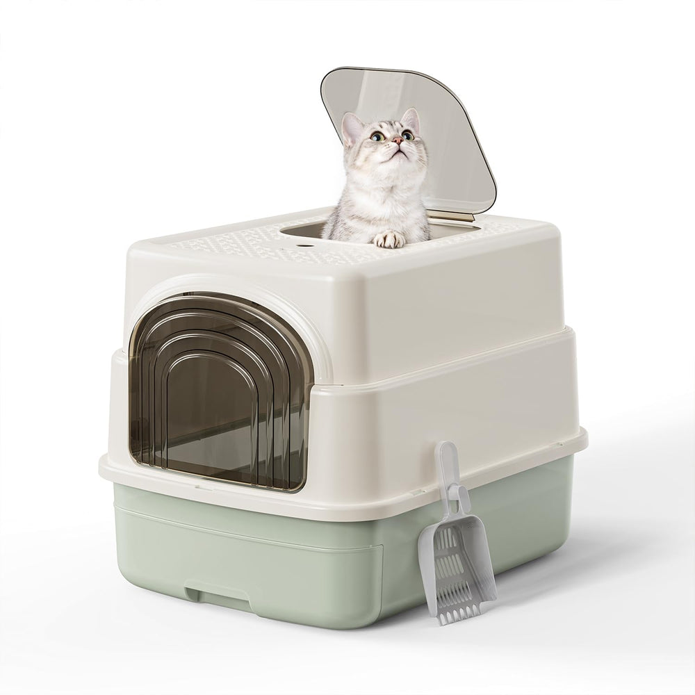 La caja-arena-gatos-tapa de KOLA PANDA ofrece privacidad y control de olores.