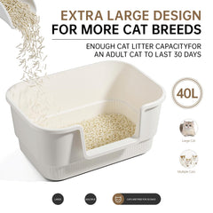 Kola Panda caja de arena con borde alto para contener la arena.