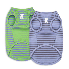 Koneseve camiseta para perro pack dos, colores morado y verde, sin mangas, ideal para paseos diarios