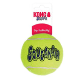 KONG Air Dog Squeaker Pelota de Tenis XL, vista frontal; ideal para juego de búsqueda.