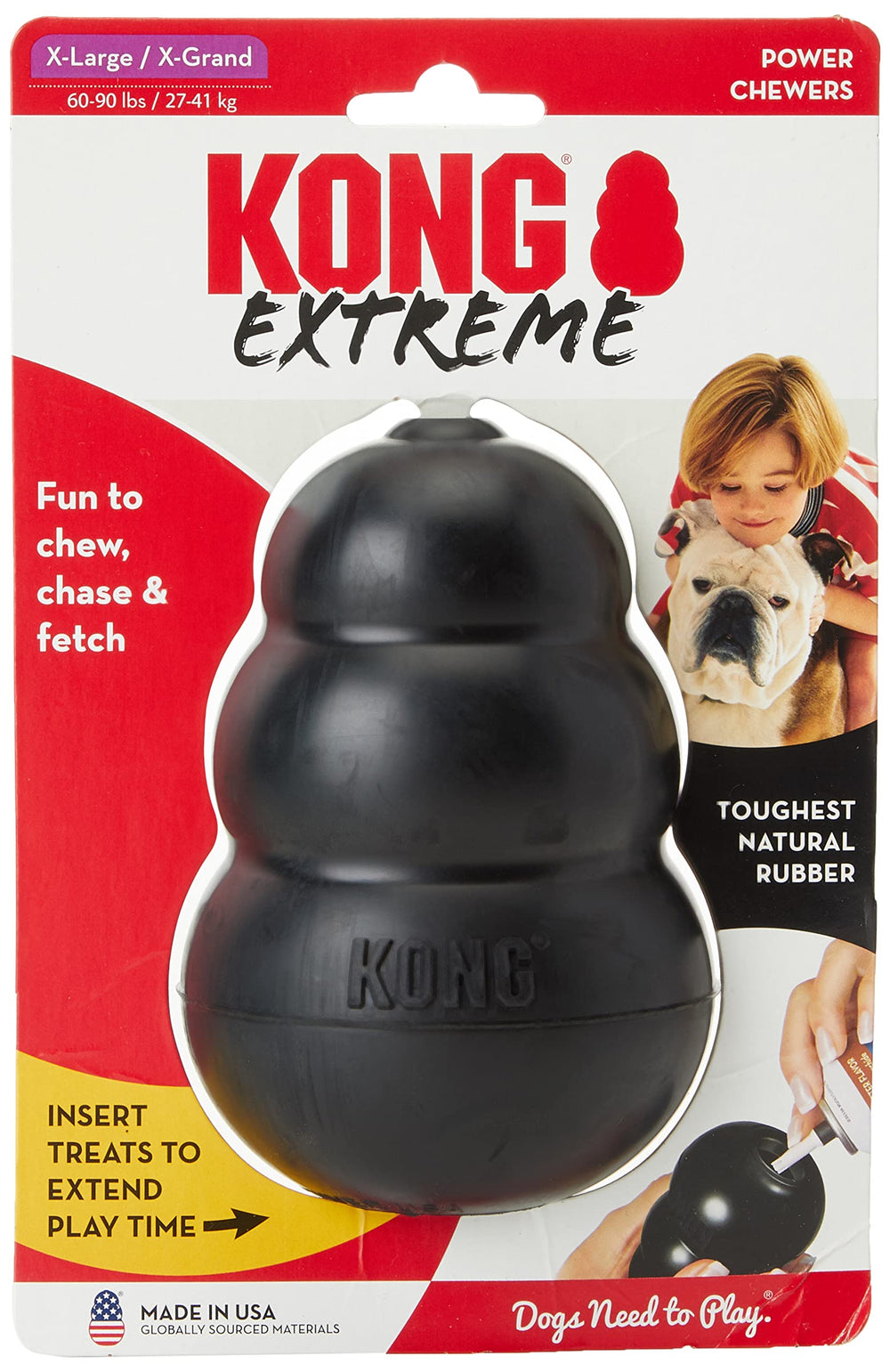 KONG Extremo talla extra grande 2-Pack visto de frente, ideal para mordidas intensas y juego.