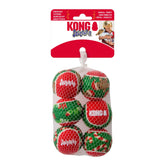 KONG Holiday SqueakAir: paquete de 6 pelotas de tenis, perfecto para juegos de fetch.