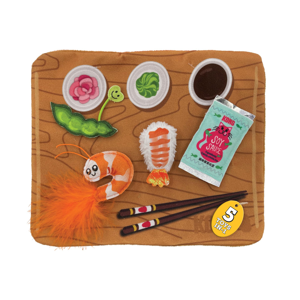 KONG Pull-A-Partz Sushi: tabla sushi crujiente para lucha suave y juego activo.