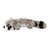 KONG Scrunch Knots Raccoon con pelaje realista para morder y jugar sin desorden.