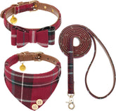 Collar KOOLTAIL con lazo plaid rojo para paseos elegantes