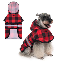 KOOLTAIL impermeable para perro con capucha, vista frontal en lluvia y protección.
