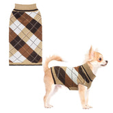 KOOLTAIL suéter para perro con cuello alto y patrón a cuadros, ideal para salidas frías