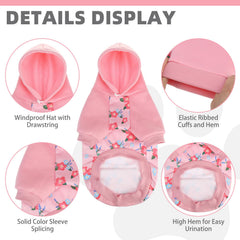 KOOLTAIL sudadera para perro rosa, bolsillo práctico para accesorios.
