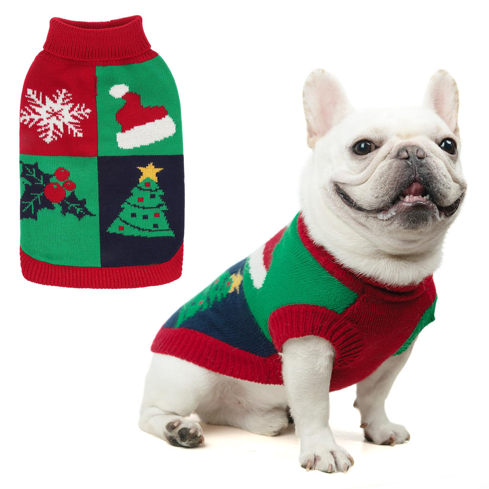 KOOLTAIL suéter navideño para perros, patrón frontal festivo para paseos navideños.