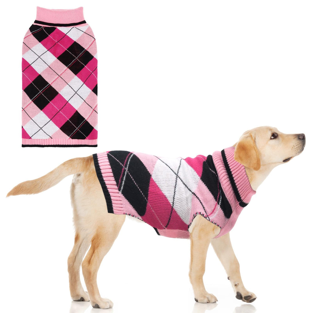 KOOLTAIL suéter Valentín rosa con cuadros: abrigo cálido para paseos invernales.