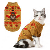 KOOLTAIL suéter para gato con estampado de pavo, cálido y festivo para invierno