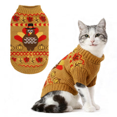 KOOLTAIL suéter para gato con estampado de pavo, cálido y festivo para invierno