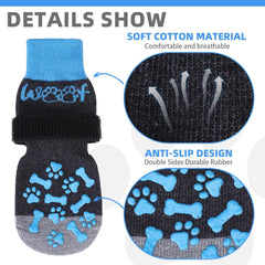 KOOLTAIL calcetines para perros azul XL, correa ajustable para ajuste seguro.