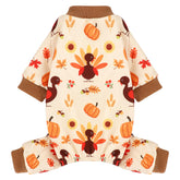 Kosiyi pijama para perro con pavo, ideal para fiestas de Acción de Gracias.