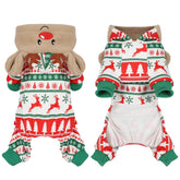 Kosiyi Pijama para perro con capucha de elfo, cómodo y cálido para paseos de invierno.