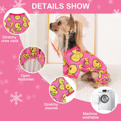Kosiyi pijama para perros patito rosa dorso, diseño divertido para paseos diarios