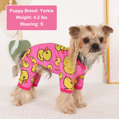 Kosiyi pijama para perros patito rosa textura suave, tela cómoda para verano