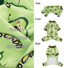 Kosiyi pijama para perro pequeño avocado dorso, cobertura completa para días fríos