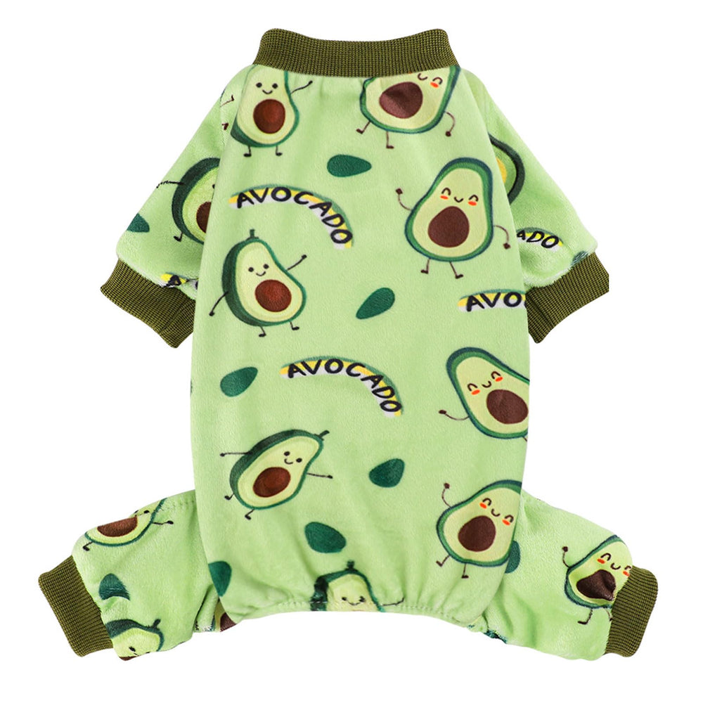 Kosiyi pijama para perro pequeño avocado frente, cómodo para dormir y calentar la noche