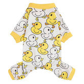 Kosiyi pijama con patito amarillo para perro pequeño, ideal para mantener calentito durante paseos.