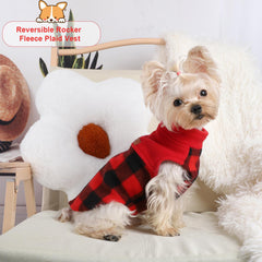 Kosiyi sudadera para perro con patrón a cuadros rojos, fácil de poner y cómodo.