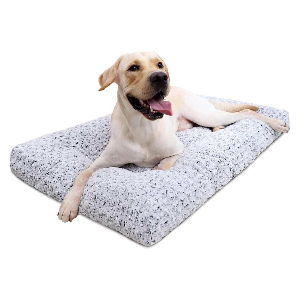 KSIIA cama perro lujo peluche gris 47x29 para dormir cómodo y estable.