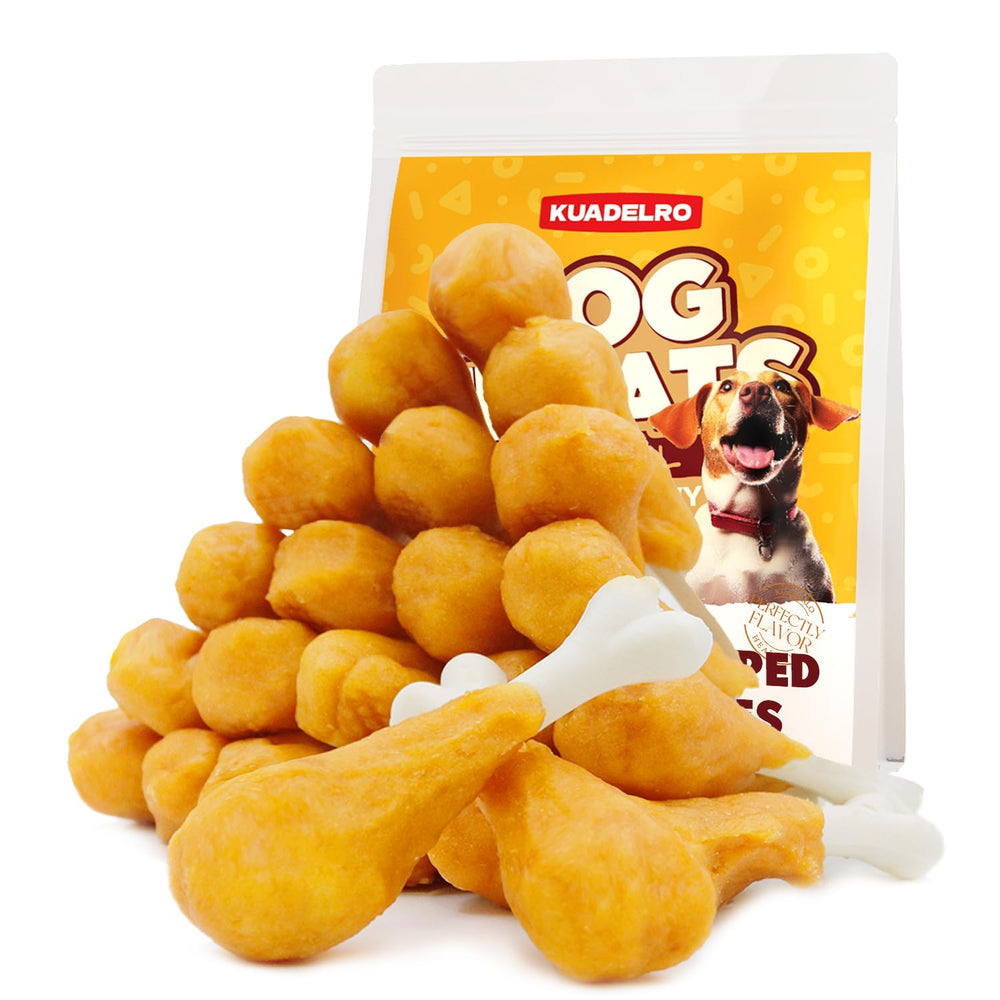 KUADELRO huesos de calcio envueltos en pollo para masticar y limpieza dental.