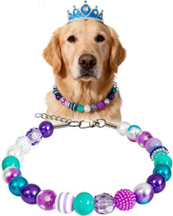 KUDES collar perro rosa chicle 20mm, cuentas coloridas para fiestas y fotos.