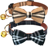 KUDES par de collares con lazo y cascabel para mascotas elegantes.