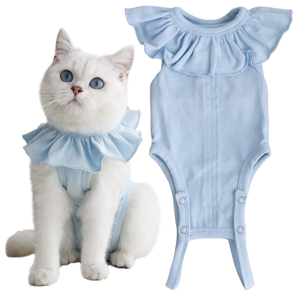 Kukaster Pet traje de recuperación para gato: cuello y costados, protección suave de la herida.