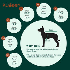 Kuoser abrigo para perro grande con cremallera trasera y protección para evitar pellizcos.