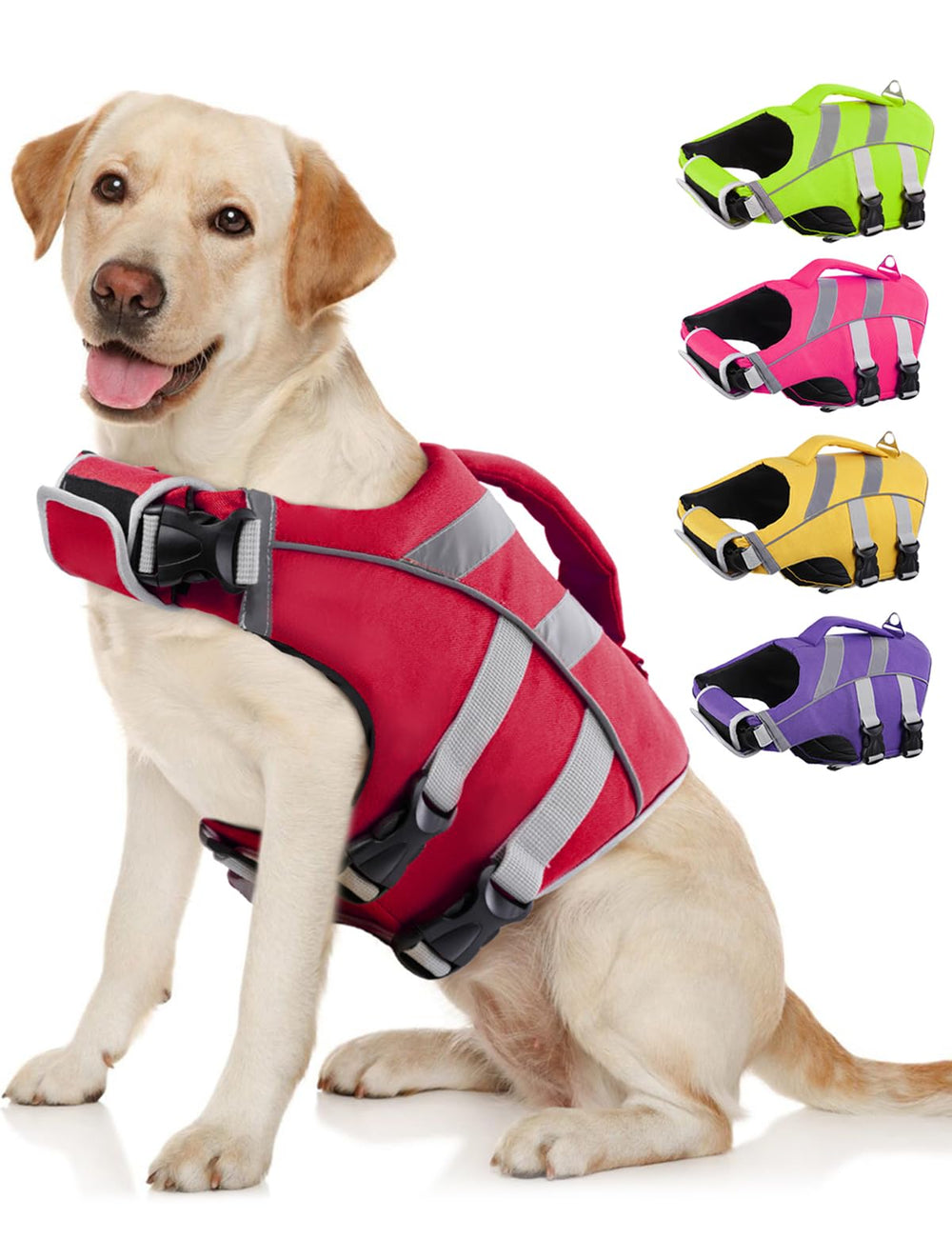 Kuoser chaleco salvavidas para perros con tiras reflectantes, mejor visibilidad al nadar.
