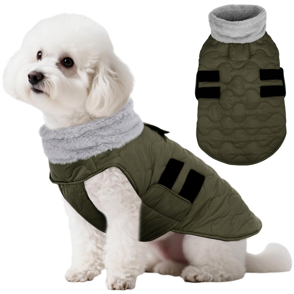 Chaqueta Kuoser para perros pequeños, vista general, calor y protección para paseos fríos.
