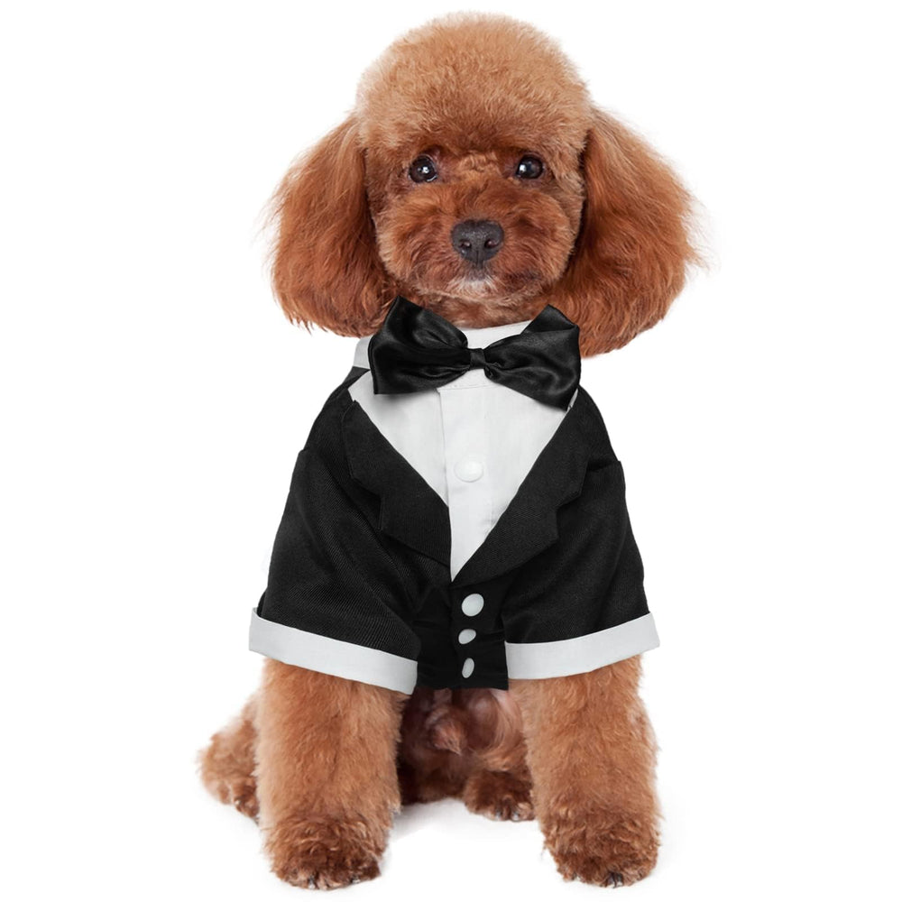 Kuoser esmoquin para perros con lazo, ideal para bodas y fiestas.