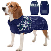 Kuoser suéter navideño para perro, frente con copos de nieve, estilo elegante.