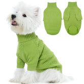 Kuoser suéter para perro grueso con cuello alto verde, ideal para paseos fríos