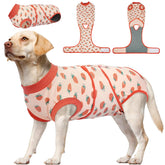 Kuoser suit de recuperación para perro rosa frontal: cómodo para comer y moverse