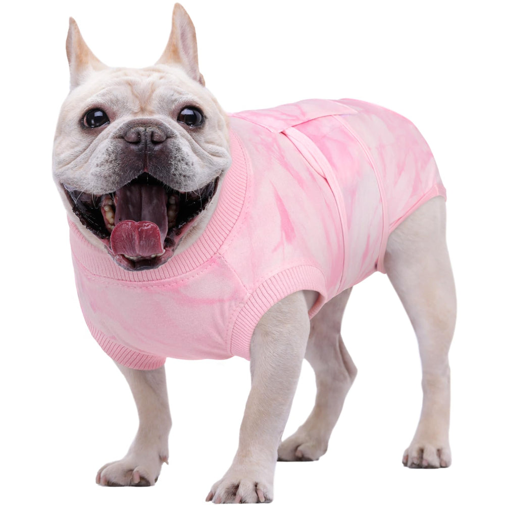 Kuoser traje de recuperación rosa tie-dye, comodidad suave para la recuperación sin collar