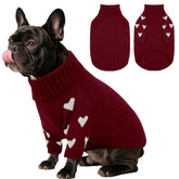 Kuoser suéter para perro con cuello alto rojo, cálido y cómodo para paseos invernales.