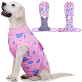 Kuoser traje de recuperación para perros, rosa con puntos, ajuste cómodo 2XL.