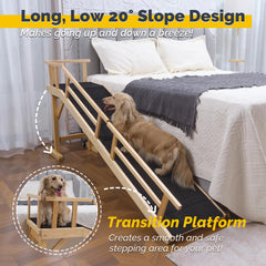 Rampa de madera KUVETO con plataforma superior amplia para transiciones suaves.