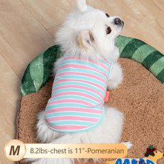 KYEESE camiseta para perro sin mangas, rayas rosa y logotipo reflectante para visibilidad