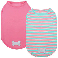 Camisetas KYEESE de dos packs para perro rayadas rosa XL, comodidad diaria.