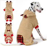 KYEESE Pijama para perros Navidad con capucha reno, cálido para fotos festivas