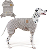 Pijama KYEESE para perro con rayas marfil y marrón, cómodo para dormir
