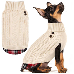sudadera KYEESE para perro con cuello alto y parche a cuadros, ideal para vestir con estilo