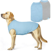 Camiseta KYEESE para perro grande, azul y gris, vista frontal con tejido gofrado suave