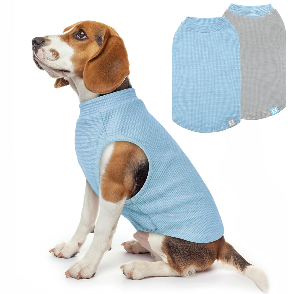 KYEESE camiseta perro azul con tejido waffle transpirable para uso diario.