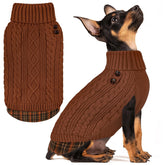 KYEESE sueter para perros con cuello alto en tejido grueso brinda abrigo cálido para paseos.
